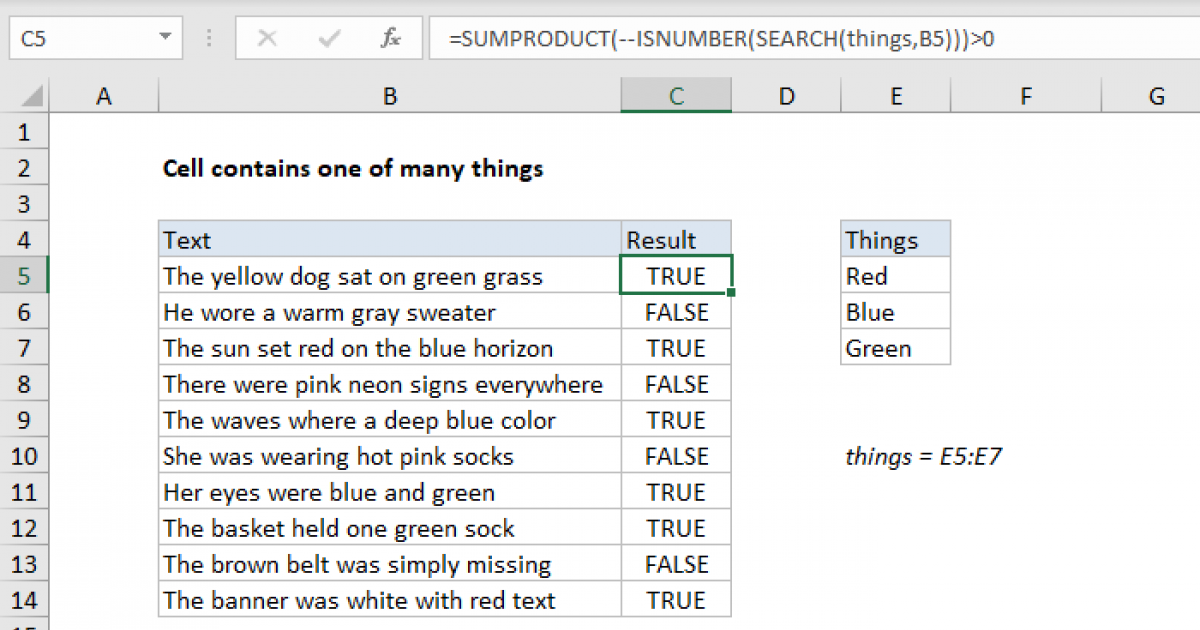 Excel Check If Cell Contains String From List